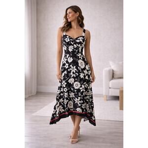 Maeve Anthropologie Vivienne Floral Handkerchief Hem Dress Dainty Romantic | 2